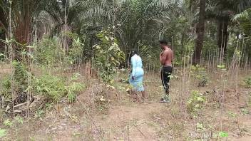 She got lost in the bush I showed her way back to her house she rewarded me with a fuck